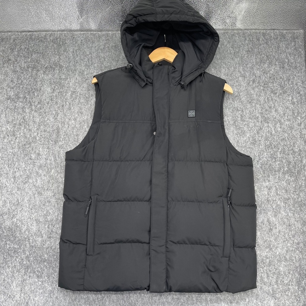 Ororo Puffer Vest Mens Large Heated with Detachable Hood Black